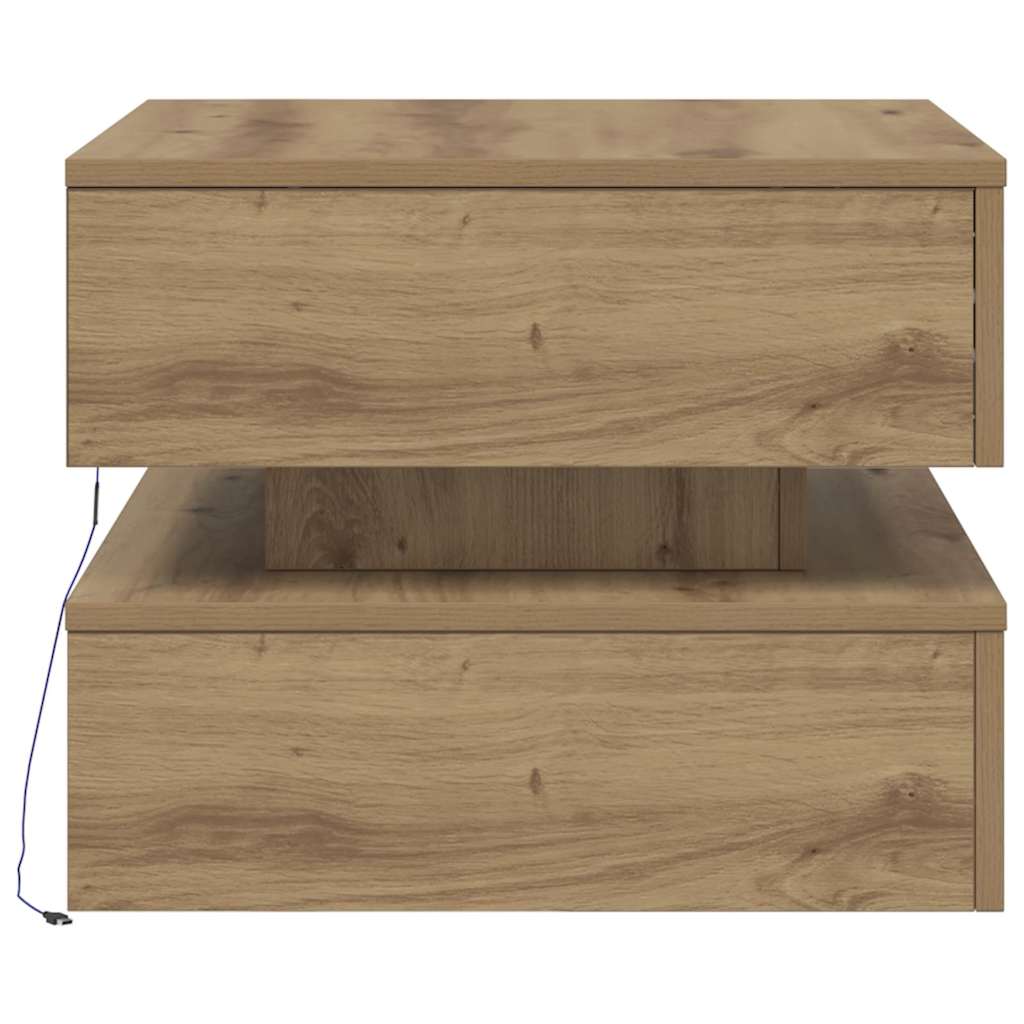Table basse avec lumières LED chêne artisanal 50x50x40 cm - XIOS