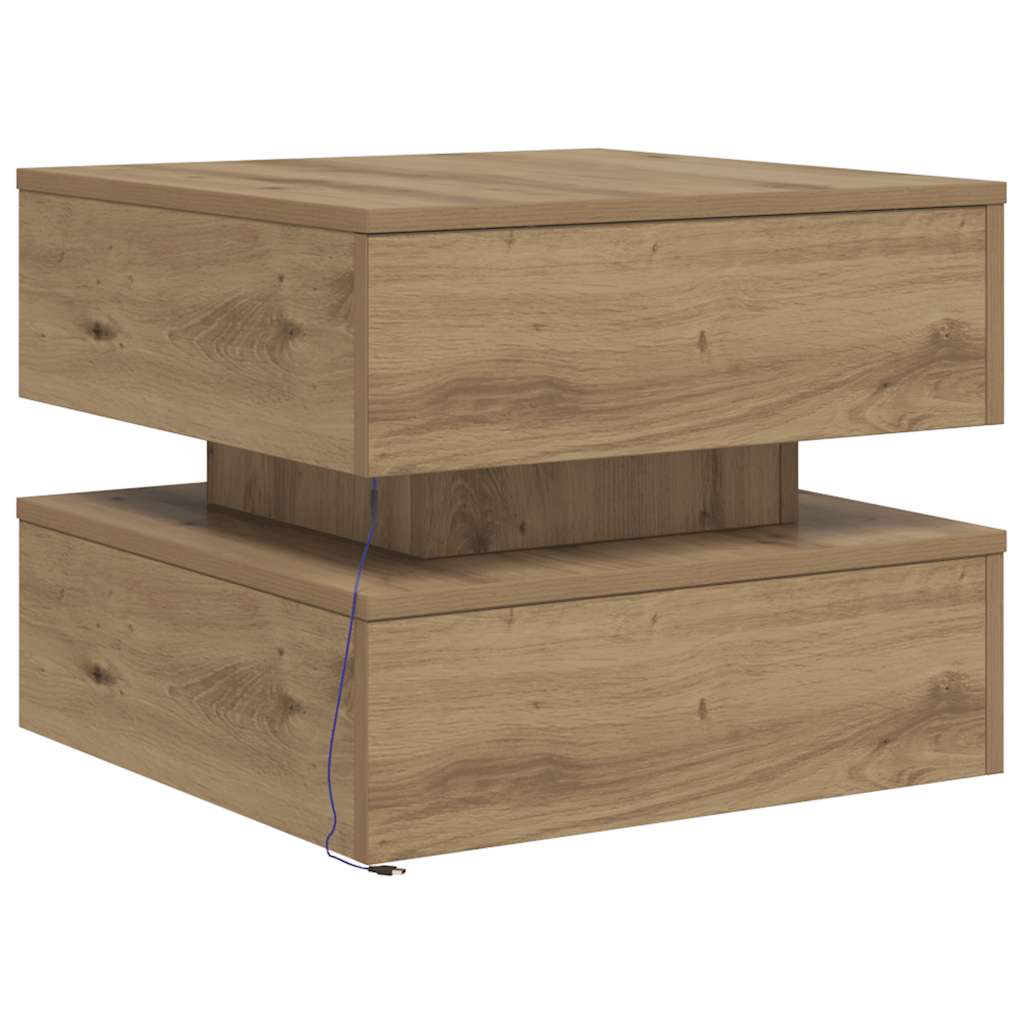 Table basse avec lumières LED chêne artisanal 50x50x40 cm - XIOS
