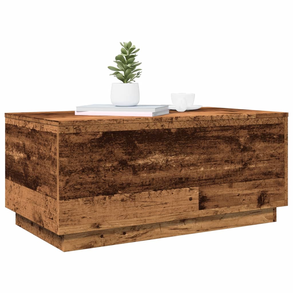Table basse avec lumières LED vieux bois 90x50x40 cm - XIOS