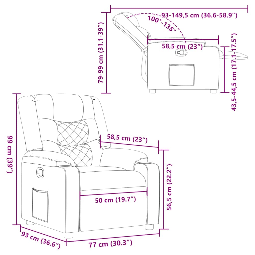 Fauteuil inclinable Marron foncé Tissu