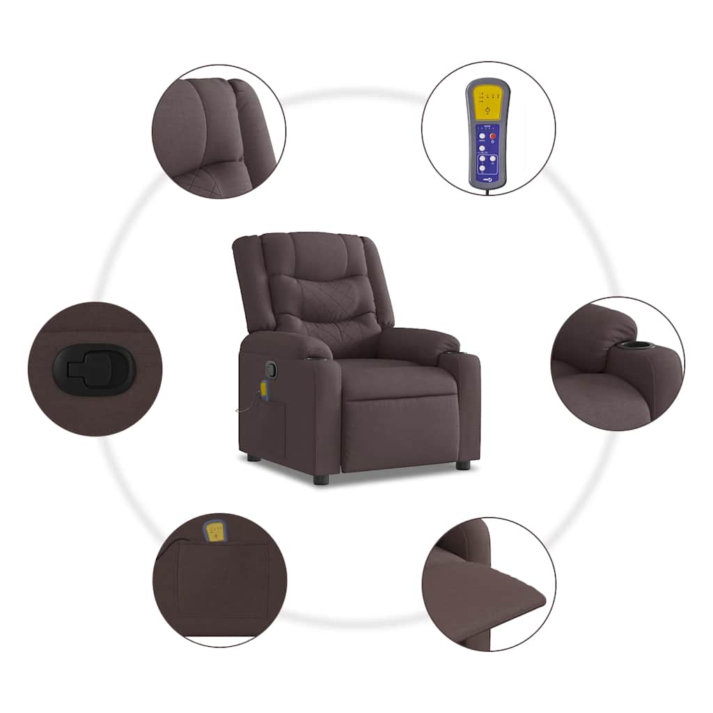 Fauteuil de massage inclinable Marron foncé Tissu - XIOS