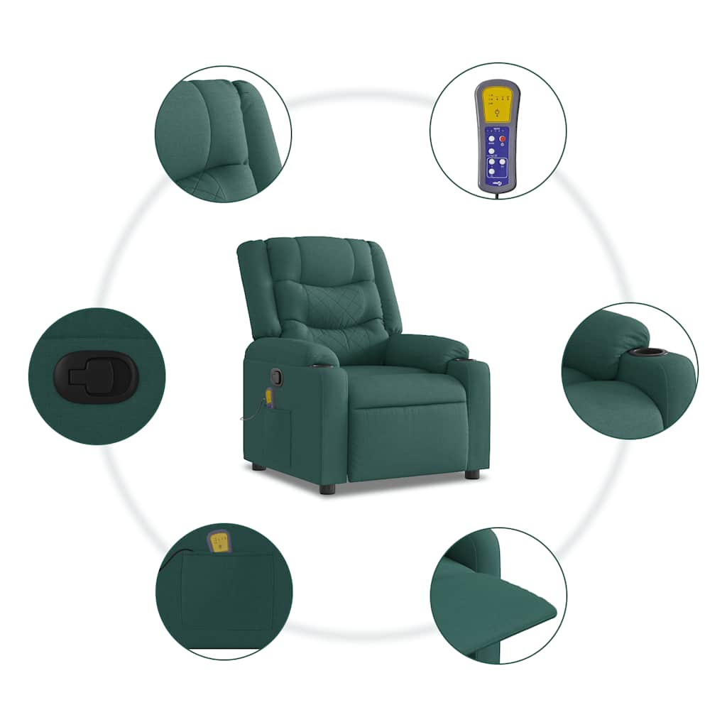 Fauteuil de massage inclinable Vert foncé Tissu - XIOS