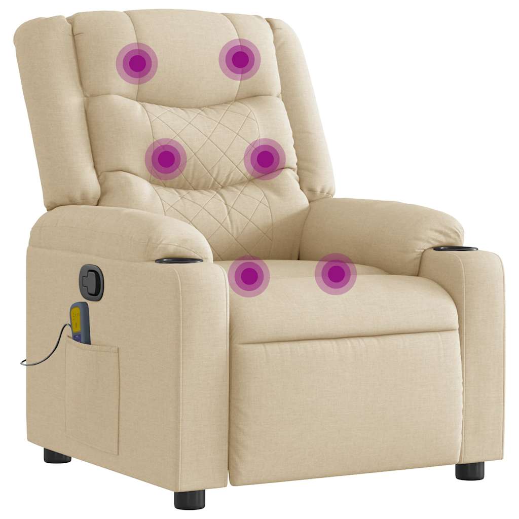 Fauteuil de massage inclinable Crème Tissu - XIOS