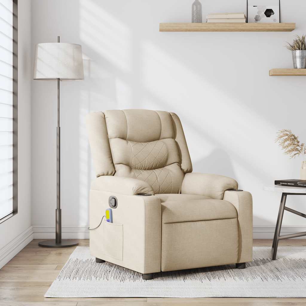 Fauteuil de massage inclinable Crème Tissu