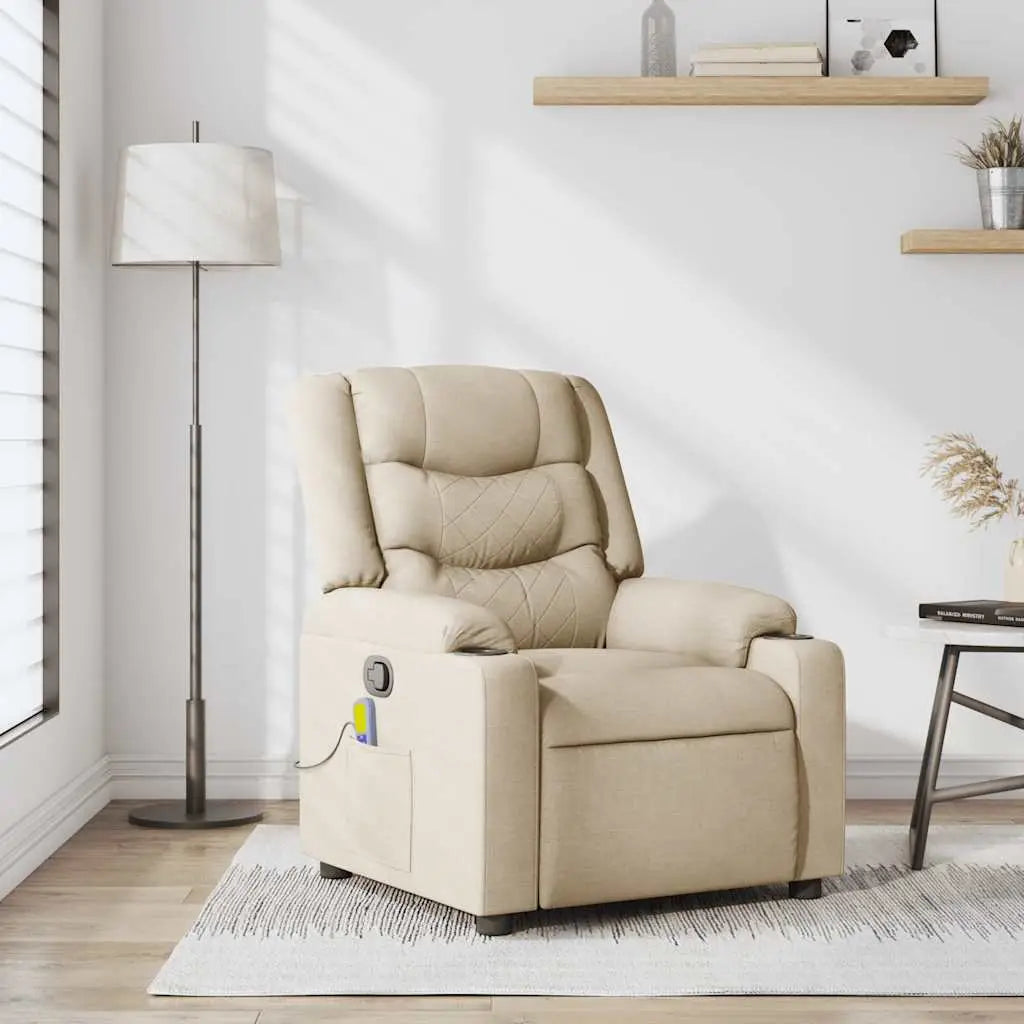Fauteuil de massage inclinable Crème Tissu - XIOS