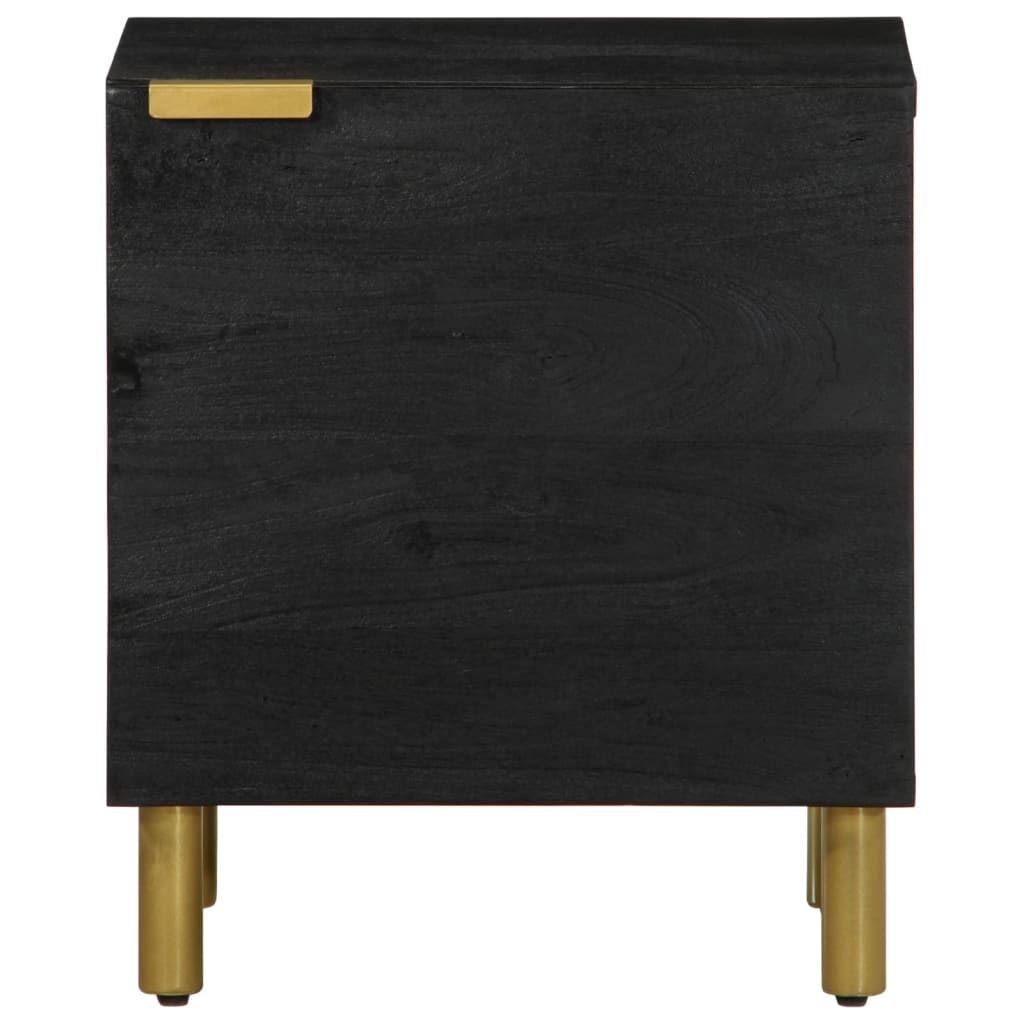 Table de chevet noir 40x33x46 cm bois de manguier solide - XIOS