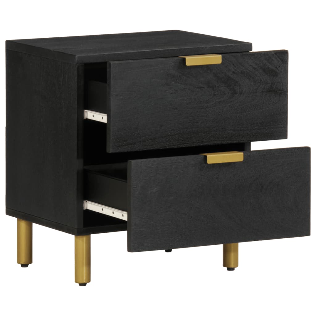 Tables de chevet 2 pcs noir 40x33x46 cm bois de manguier solide - XIOS