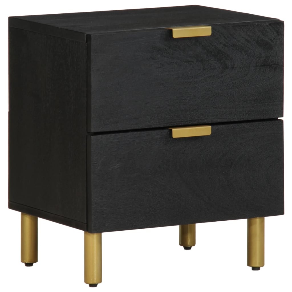 Tables de chevet 2 pcs noir 40x33x46 cm bois de manguier solide - XIOS