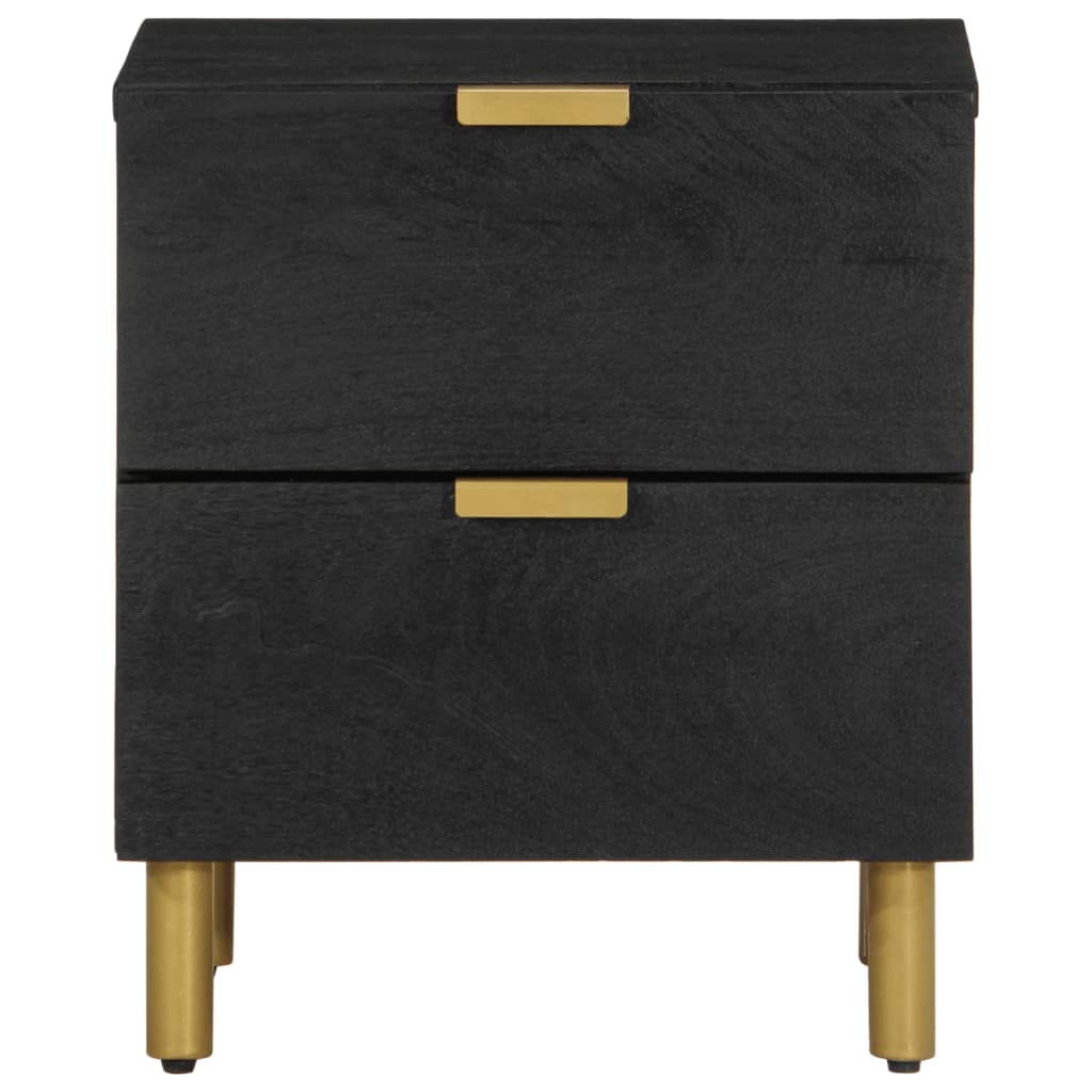 Tables de chevet 2 pcs noir 40x33x46 cm bois de manguier solide - XIOS