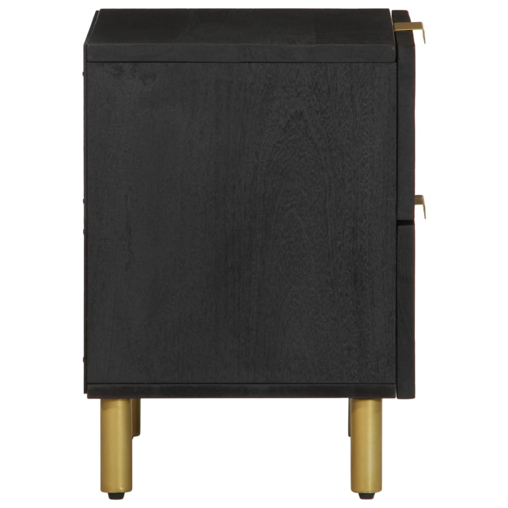 Tables de chevet 2 pcs noir 40x33x46 cm bois de manguier solide - XIOS