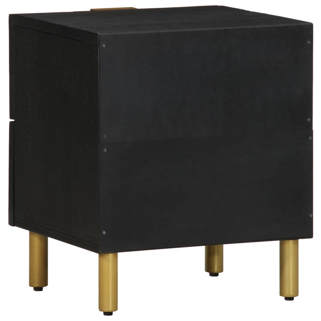 Tables de chevet 2 pcs noir 40x33x46 cm bois de manguier solide - XIOS