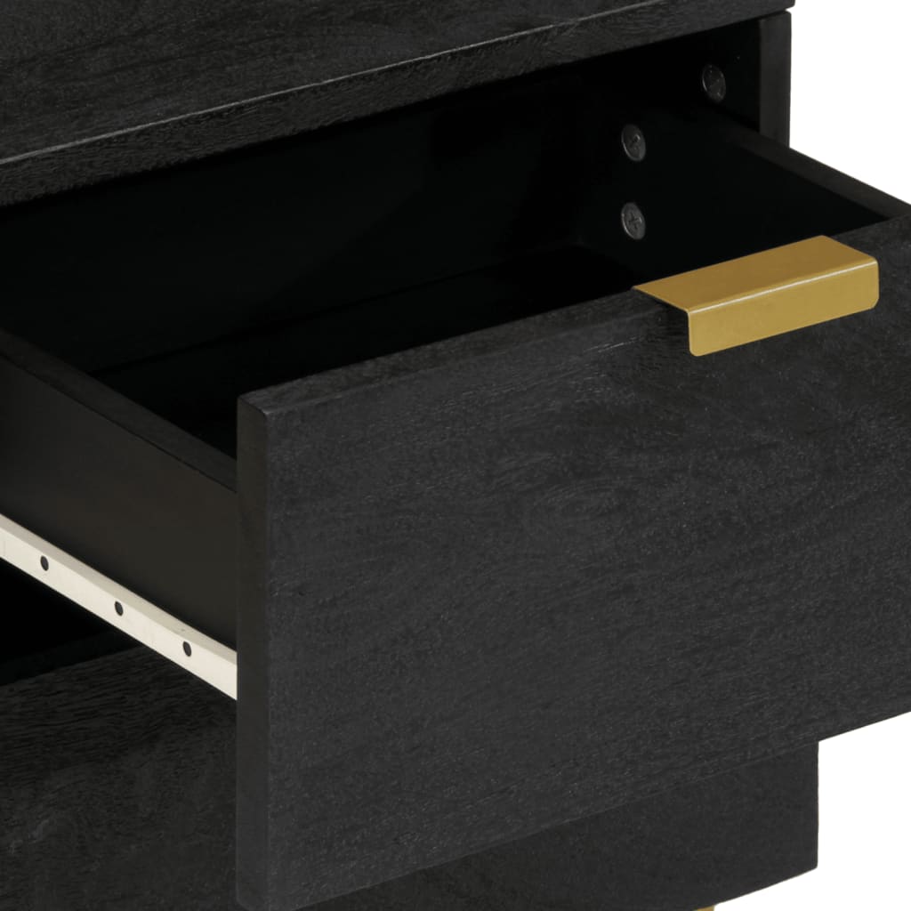 Tables de chevet 2 pcs noir 40x33x46 cm bois de manguier solide - XIOS
