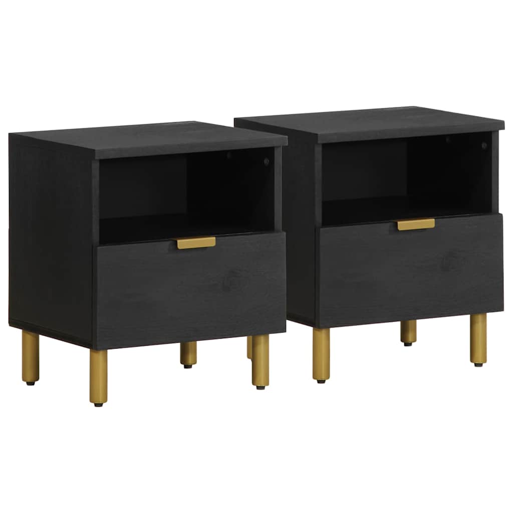 Table de chevet noir 40x33x46 cm bois d'ingénierie - XIOS