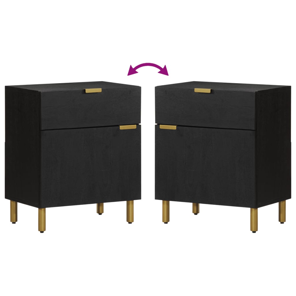 Table de chevet noir 50x33x60 cm bois d'ingénierie - XIOS
