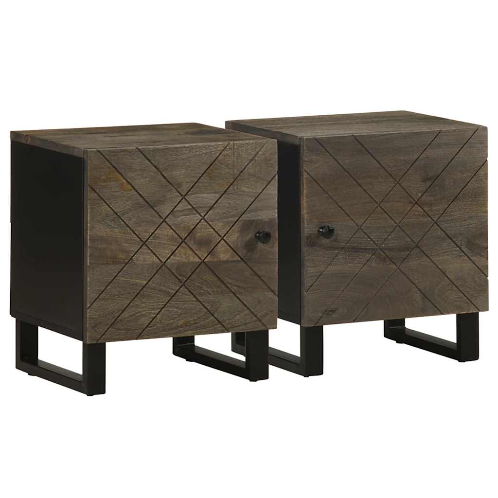 Tables de chevet 2 pcs noir 40x33x46 cm bois de manguier solide - XIOS