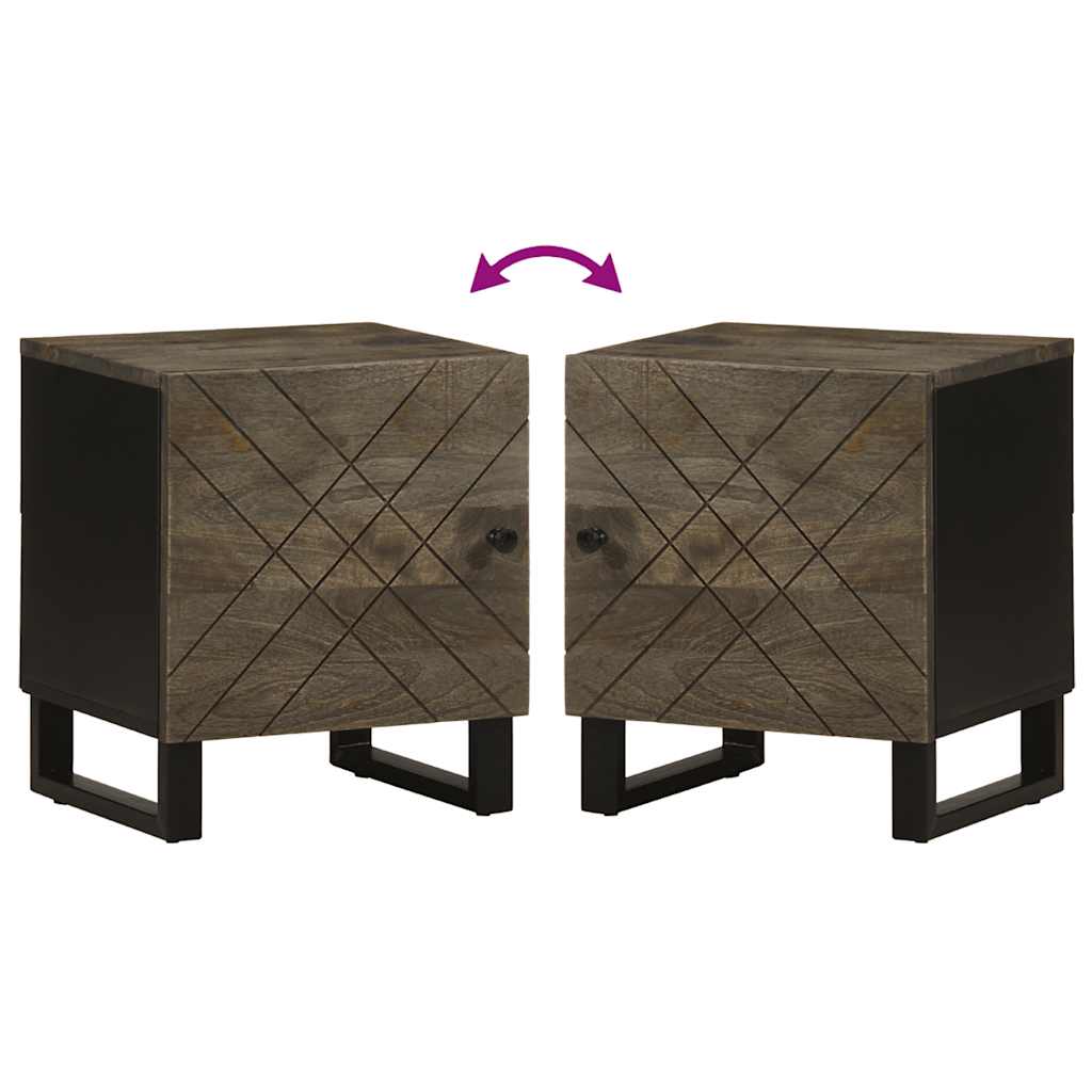 Tables de chevet 2 pcs noir 40x33x46 cm bois de manguier solide - XIOS