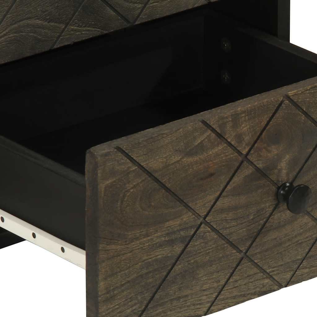 Tables de chevet 2 pcs noir 40x33x46 cm bois de manguier solide - XIOS