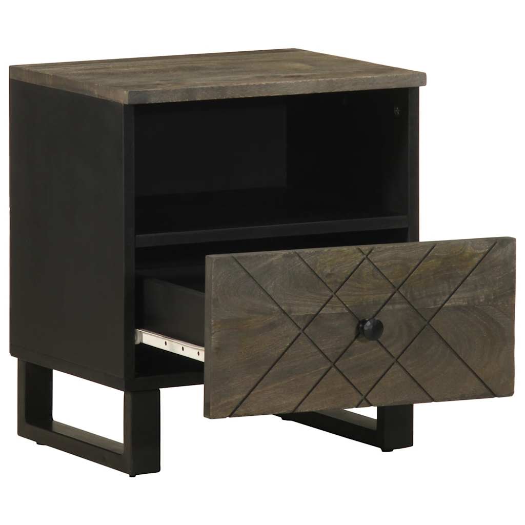 Table de chevet noir 40x33x46 cm bois de manguier solide - XIOS