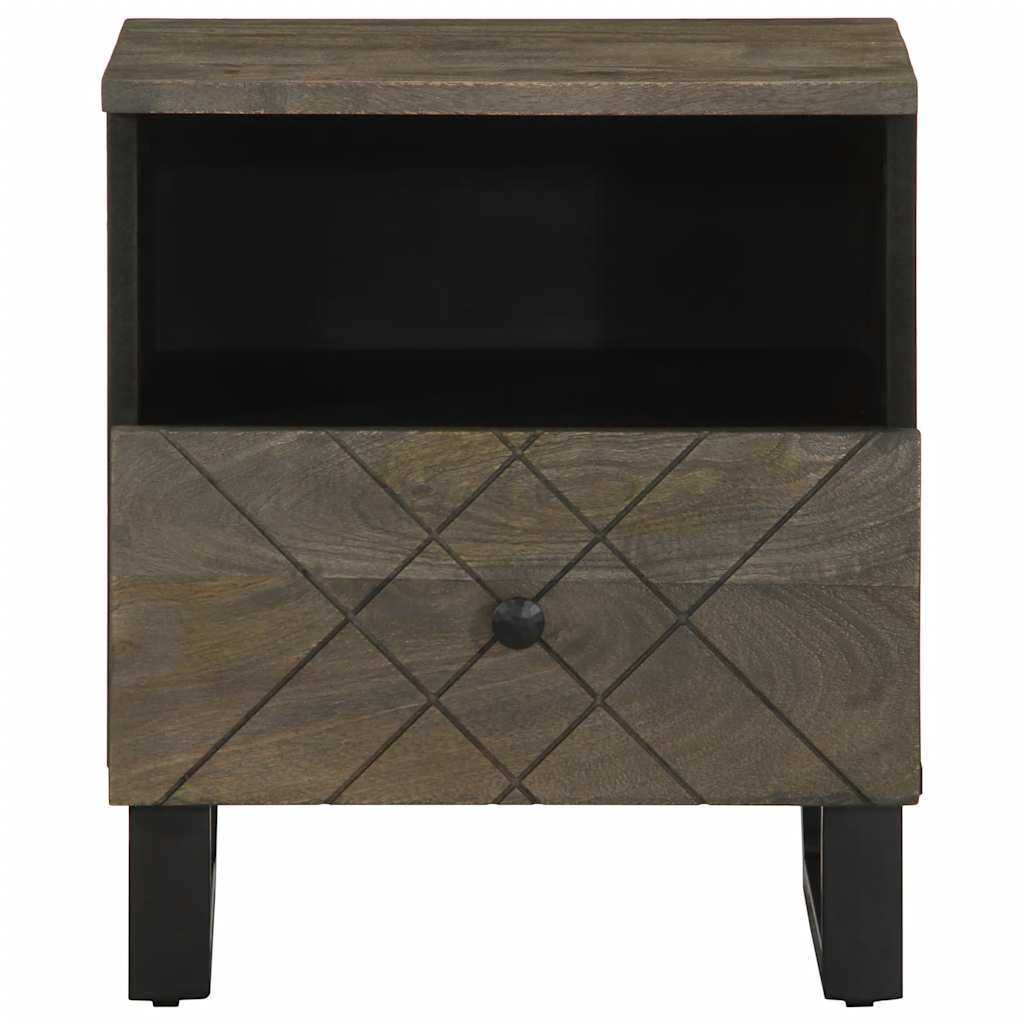 Table de chevet noir 40x33x46 cm bois de manguier solide - XIOS