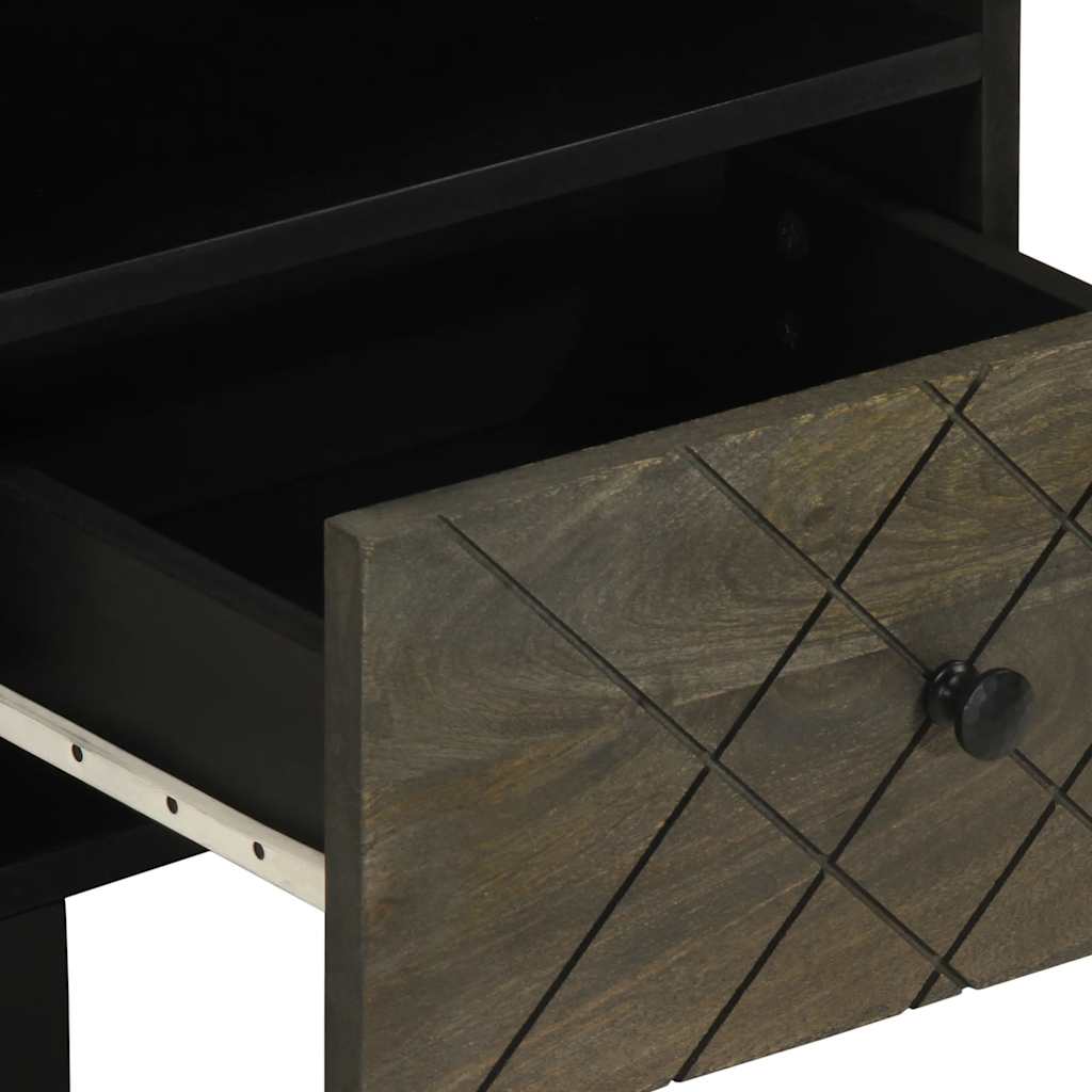 Tables de chevet 2 pcs noir 40x33x46 cm bois de manguier solide - XIOS