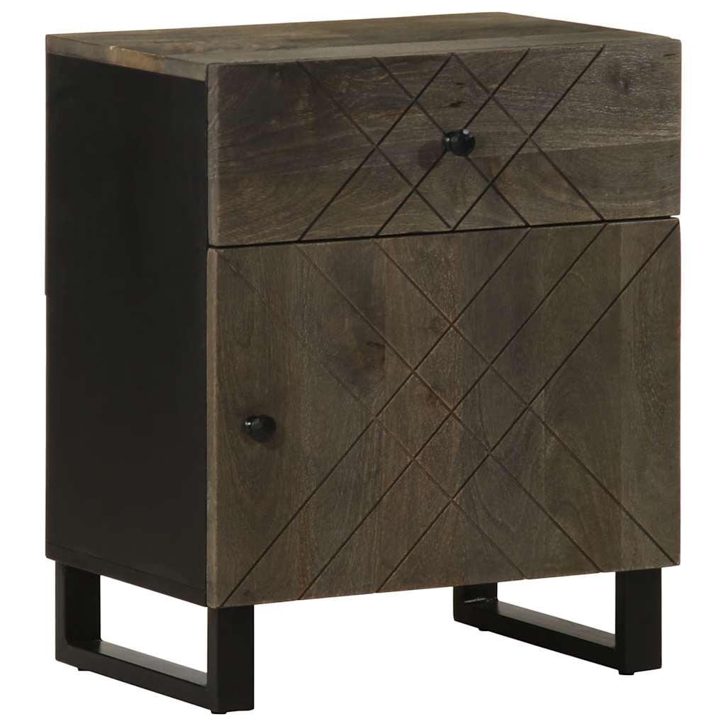 Table de chevet noir 50x33x60 cm bois de manguier massif - XIOS