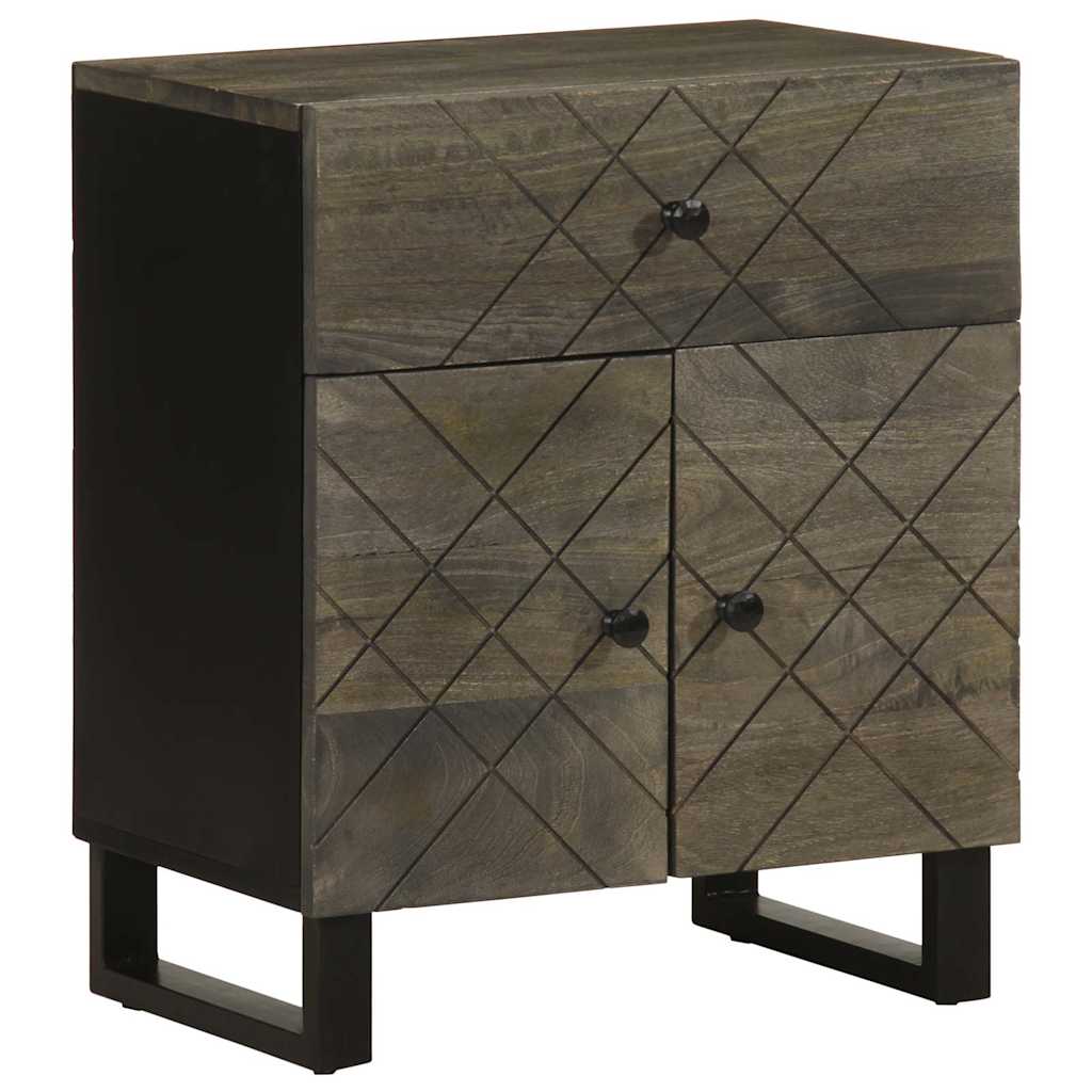 Table de chevet noir 50x33x60 cm bois de manguier massif - XIOS
