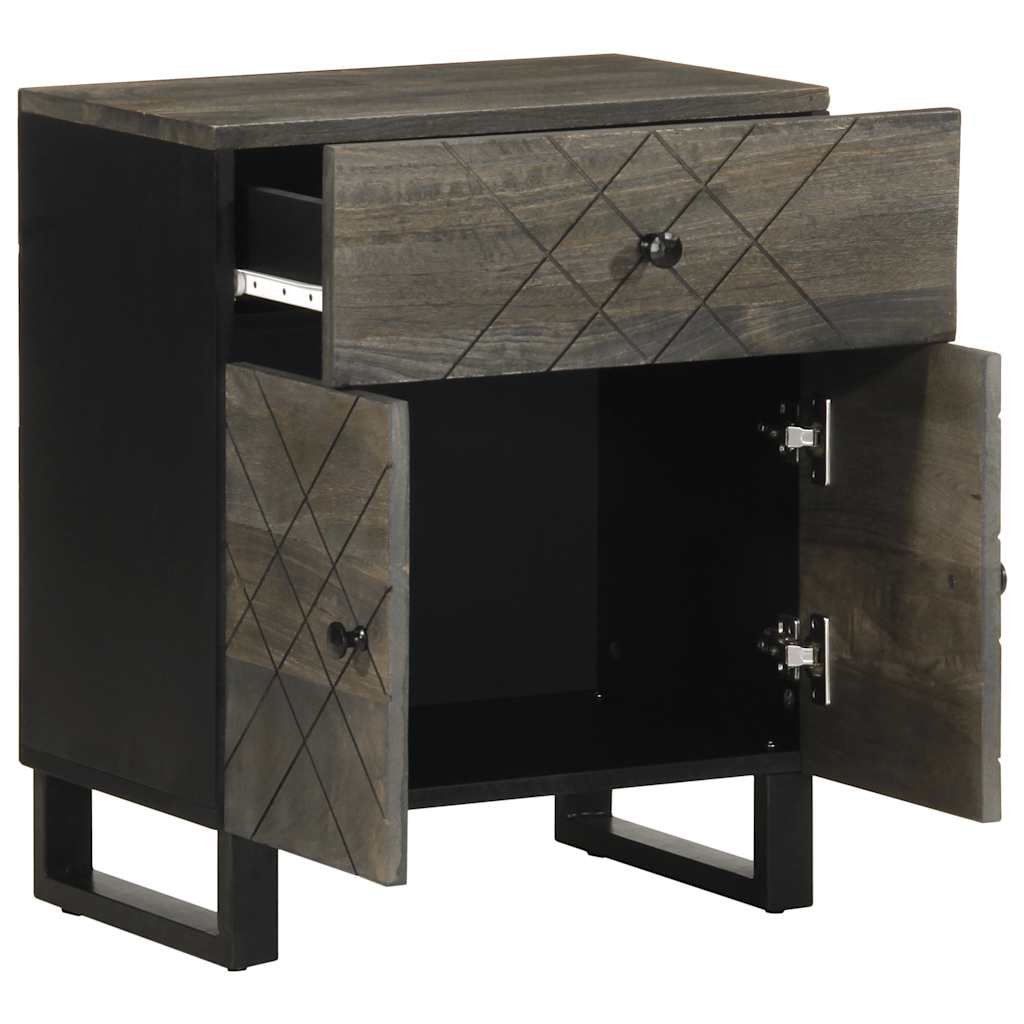 Table de chevet noir 50x33x60 cm bois de manguier massif - XIOS