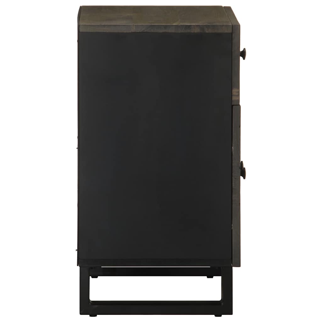 Table de chevet noir 50x33x60 cm bois de manguier massif - XIOS