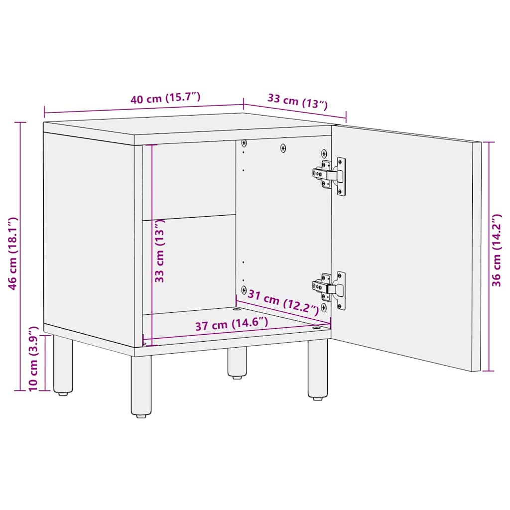 Tables de chevet 2 pcs 40x33x46 cm bois de manguier solide - XIOS