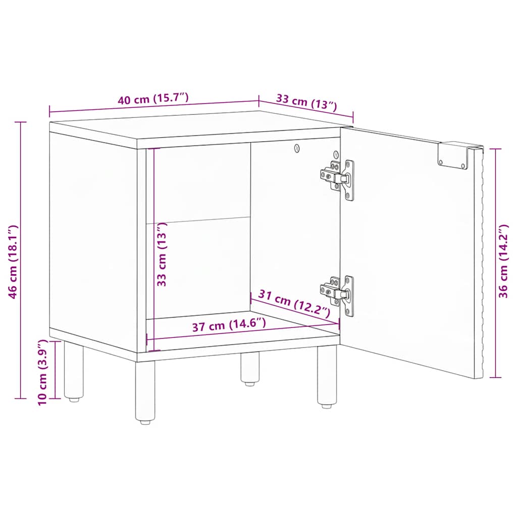 Tables de chevet (2 pcs) 40 x 33 x 46 cm bois massif d'acacia - XIOS