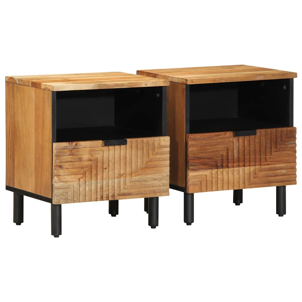 Tables de chevet (2 pcs) 40 x 33 x 46 cm bois massif d'acacia - XIOS