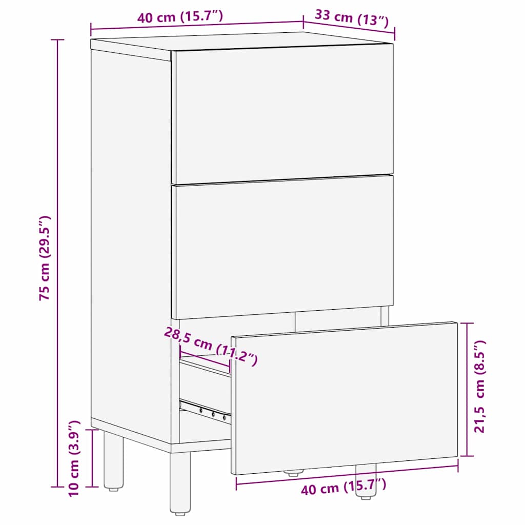 Buffet avec étagère Marron 40 x 33 x 75 cm Bois d'acacia massif - XIOS