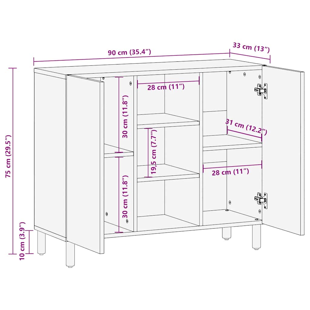 Buffet avec étagère Marron 90 x 33 x 75 cm Bois d'acacia massif - XIOS