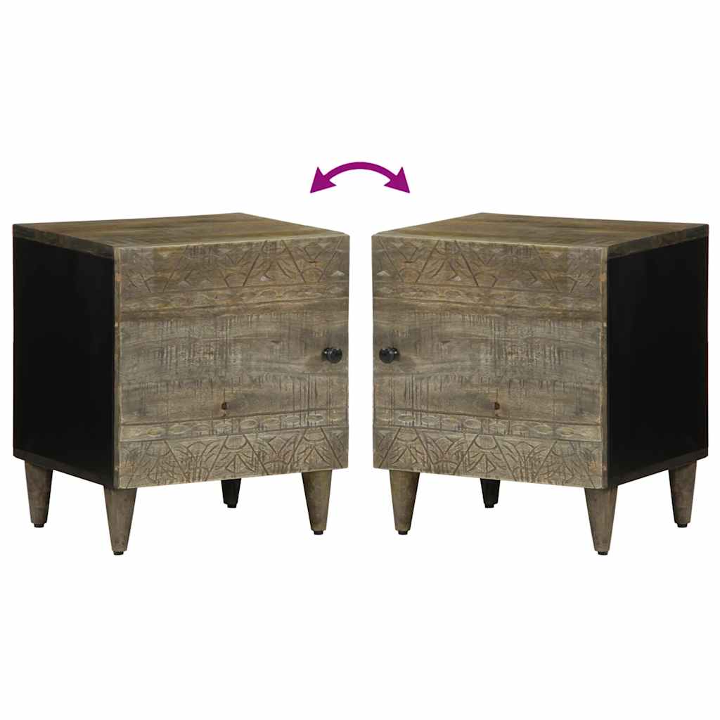 Tables chevet 2 pcs gris clair 40x33x46 cm bois manguier solide - XIOS