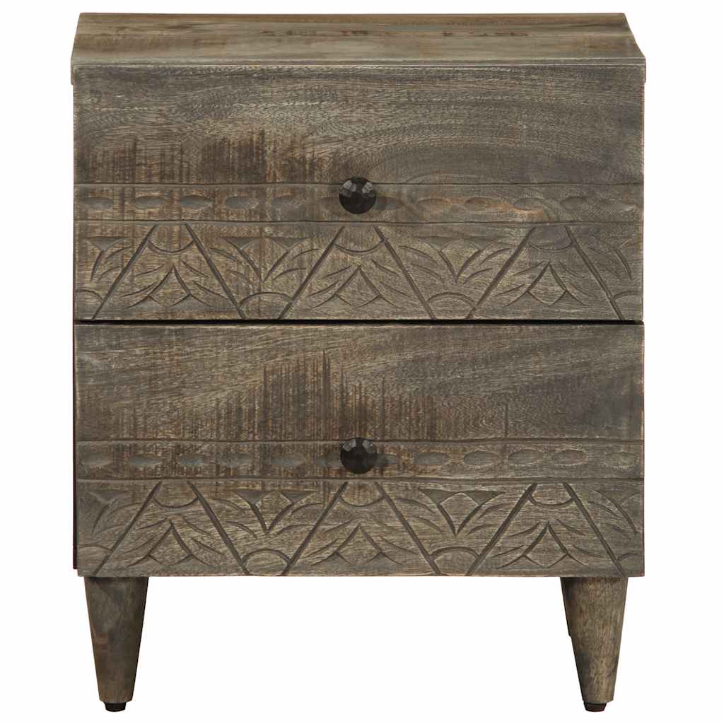 Table de chevet gris clair 40x33x46 cm bois de manguier solide - XIOS
