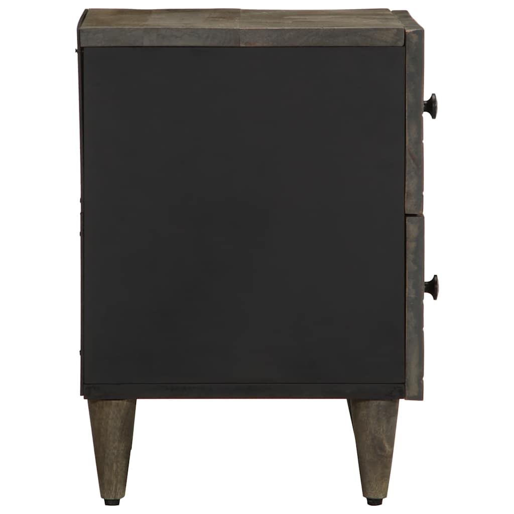 Table de chevet gris clair 40x33x46 cm bois de manguier solide - XIOS