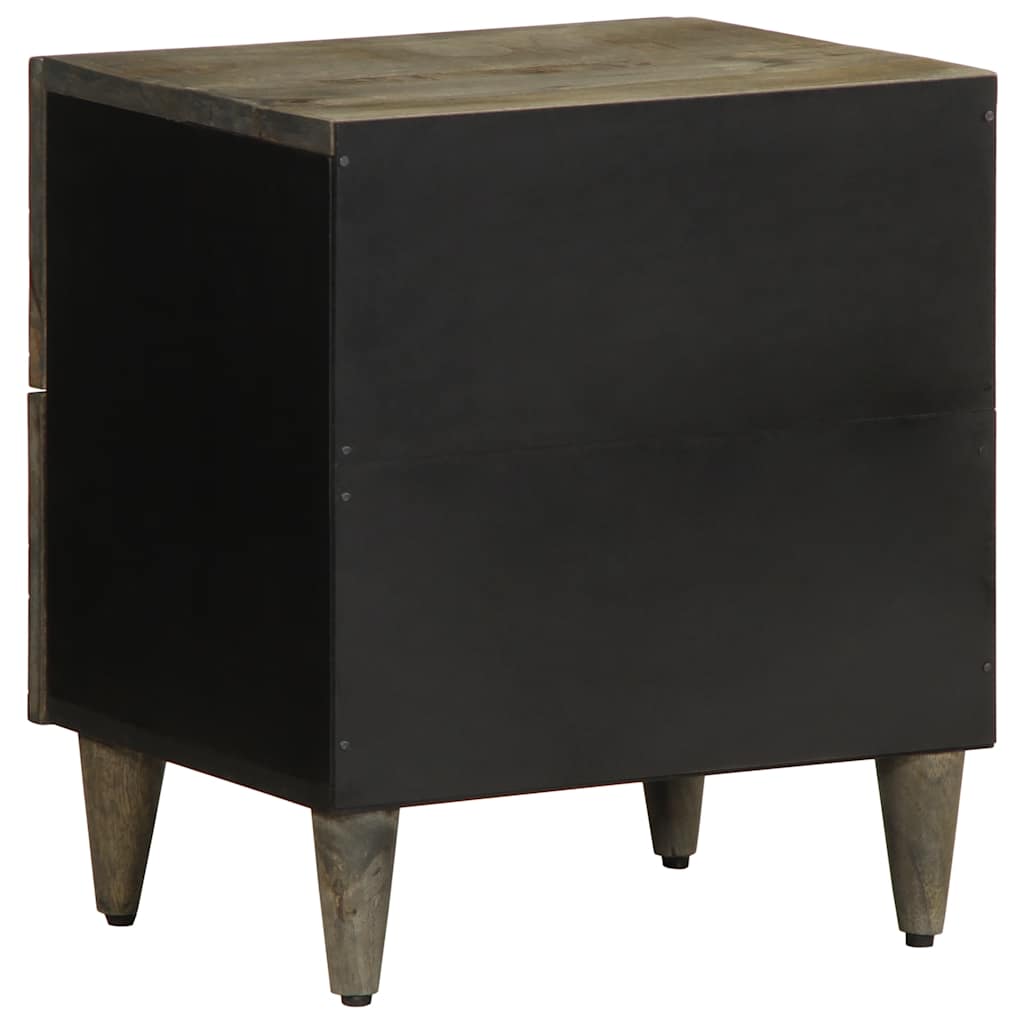 Table de chevet gris clair 40x33x46 cm bois de manguier solide - XIOS