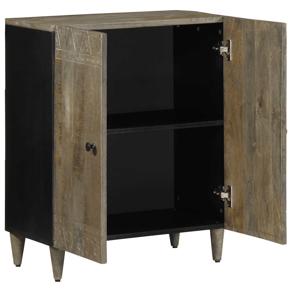 Buffet gris clair 60x33,5x75 cm bois de manguier massif