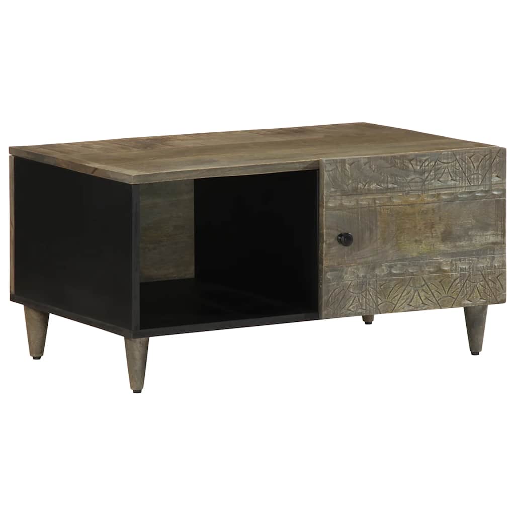 Table basse gris clair 80x50x40 cm bois de manguier massif - XIOS