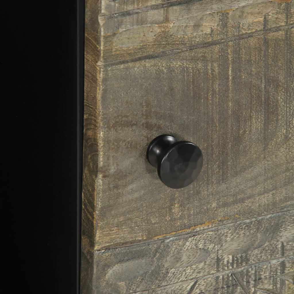 Table basse gris clair 80x50x40 cm bois de manguier massif - XIOS