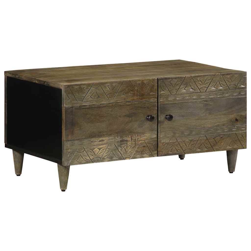 Table basse gris clair 80x50x40 cm bois de manguier massif - XIOS