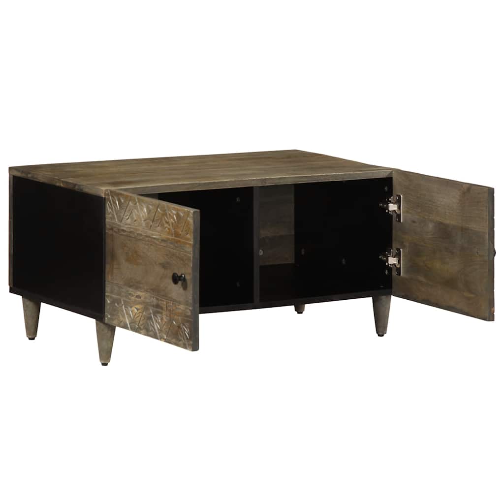 Table basse gris clair 80x50x40 cm bois de manguier massif - XIOS