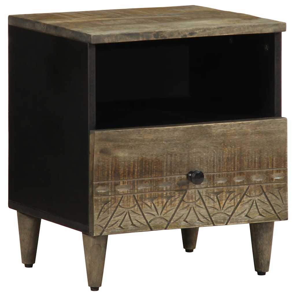 Table de chevet gris clair 40x33x46 cm bois de manguier solide - XIOS