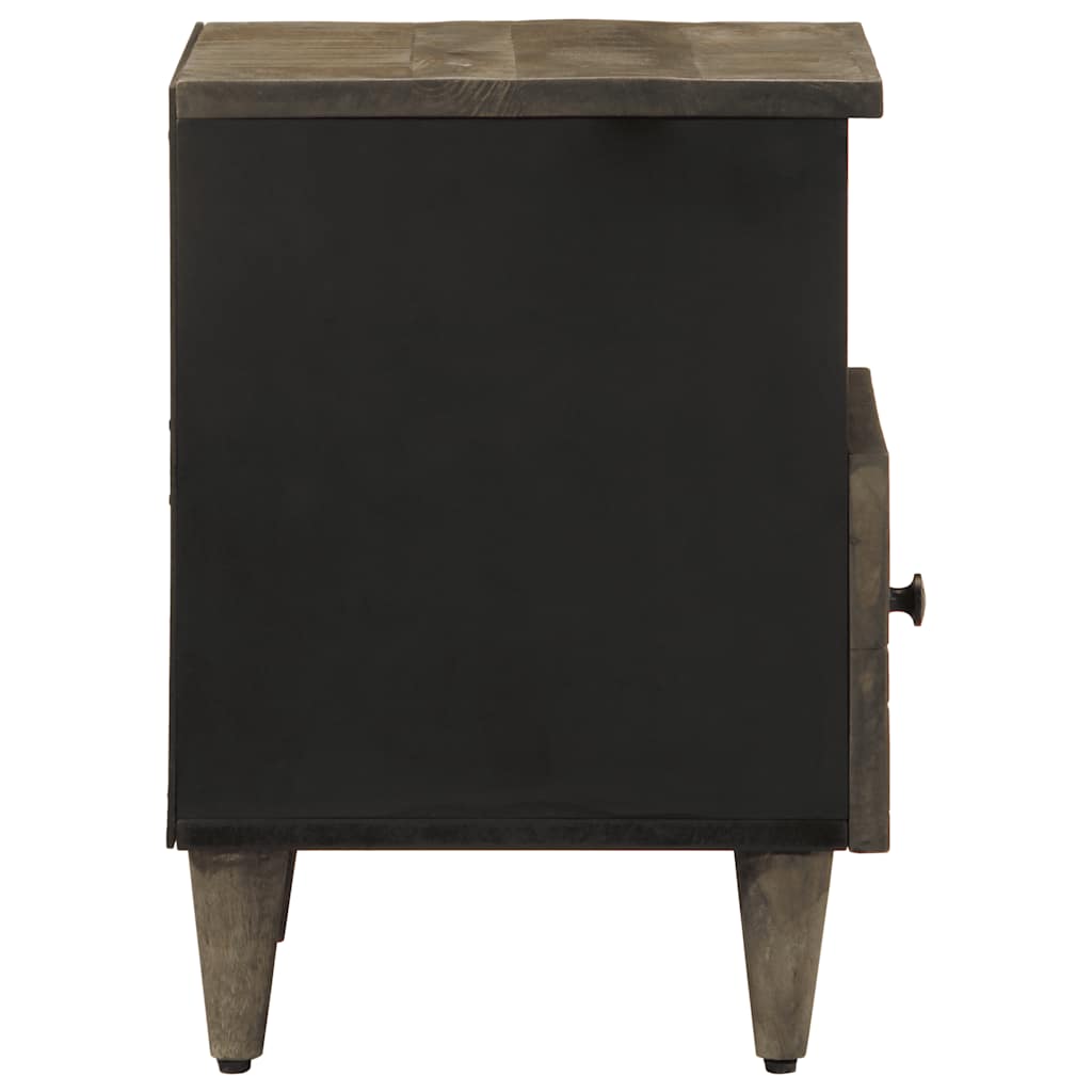 Table de chevet gris clair 40x33x46 cm bois de manguier solide - XIOS