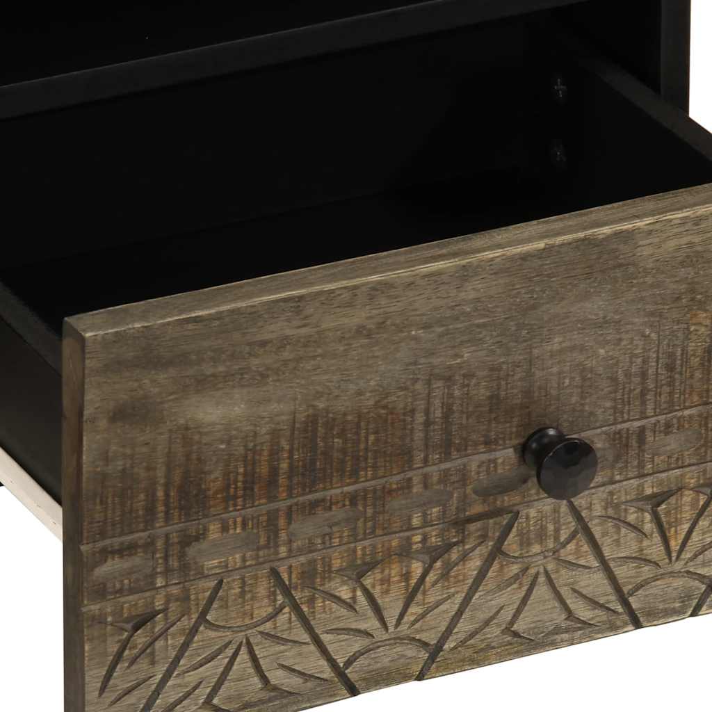 Table de chevet gris clair 40x33x46 cm bois de manguier solide - XIOS