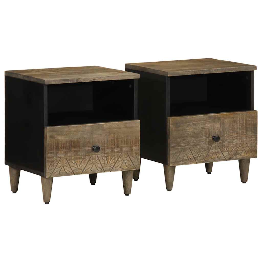 Tables chevet 2 pcs gris clair 40x33x46 cm bois manguier solide - XIOS