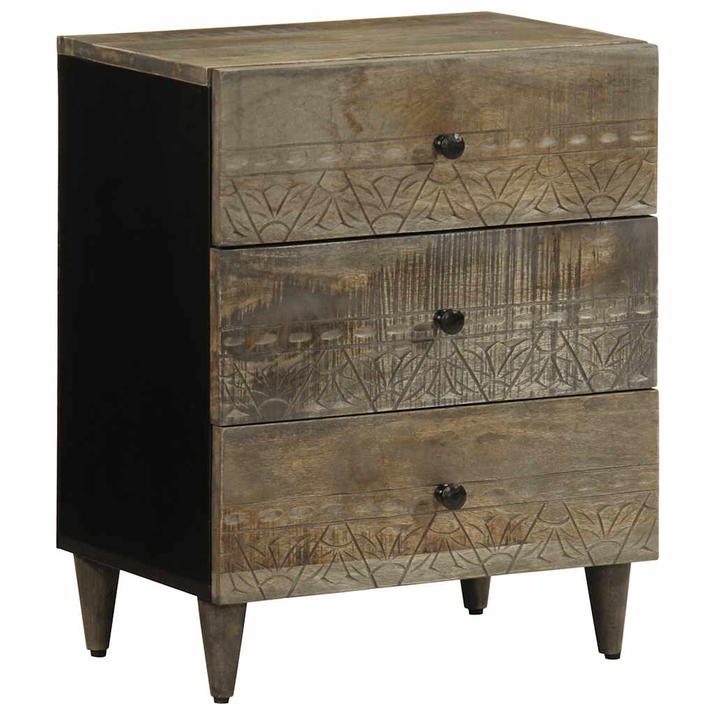 Table de chevet gris clair 50x33x60 cm bois de manguier massif - XIOS