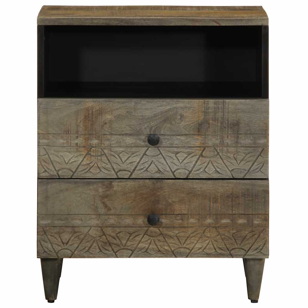 Table de chevet gris clair 50x33x60 cm bois de manguier massif - XIOS