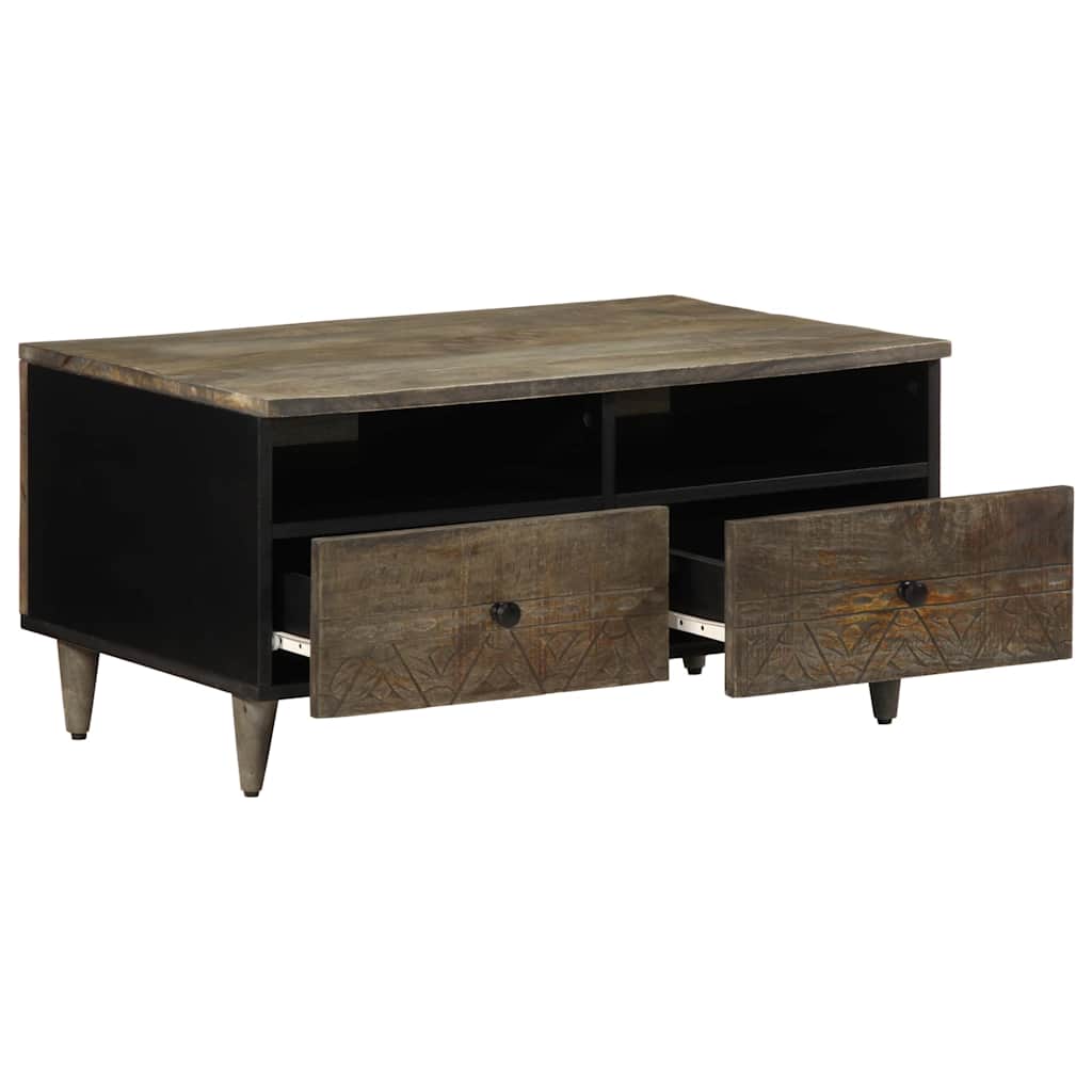Table basse gris clair 80x54x40 cm bois massif de manguier - XIOS
