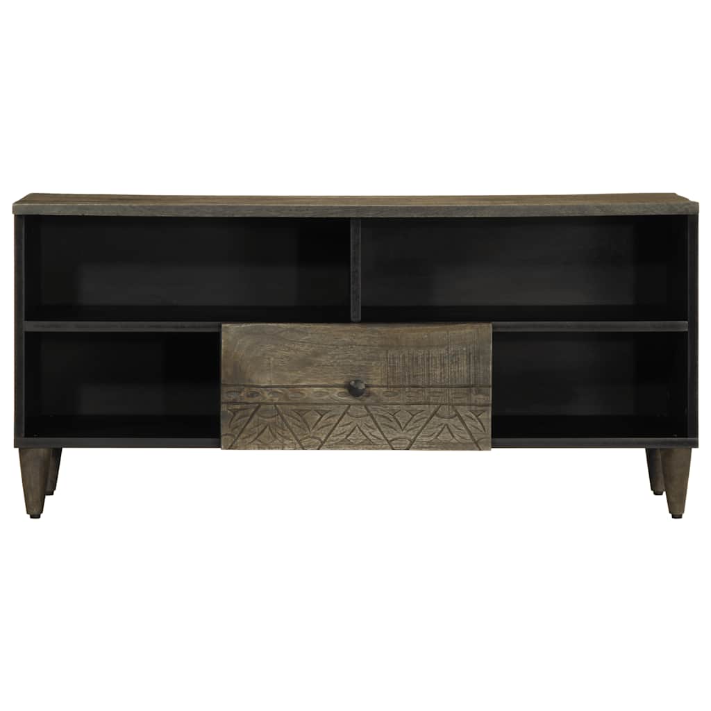Meuble TV noir 100x33x46 cm bois massif de manguier - XIOS